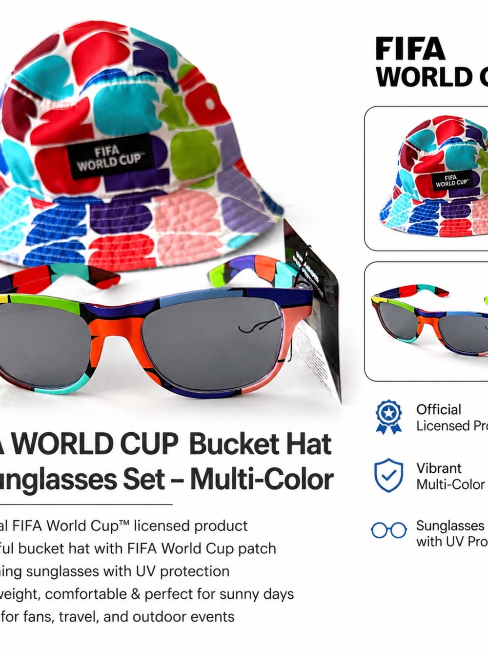 FIFA 2026 Multi-Color Men’s Sunglasses & Bucket Hat